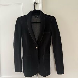 Black Shawl Collar Single-Button Blazer